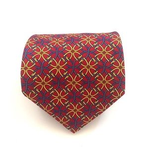 Vibrant Red and Blue Geometric Tie